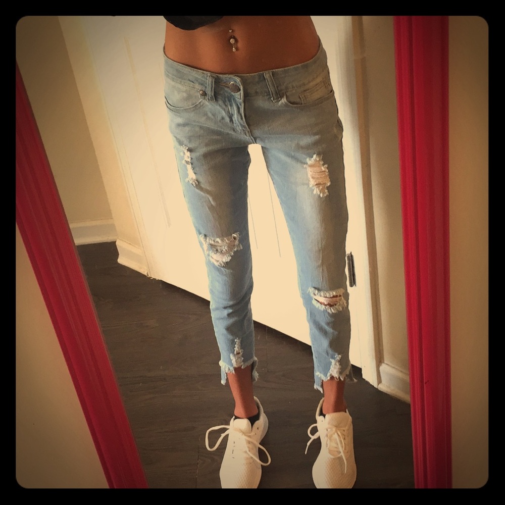 Cute hipster cut up boyfriend jeans